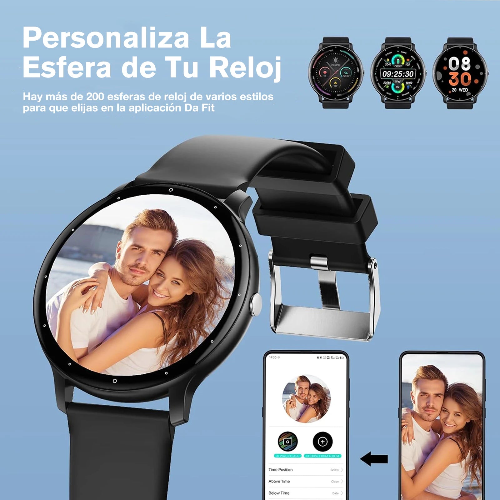 Música dos auriculares reloj inteligente hombres Bluetooth Monitor de salud reloj inteligente deportivo