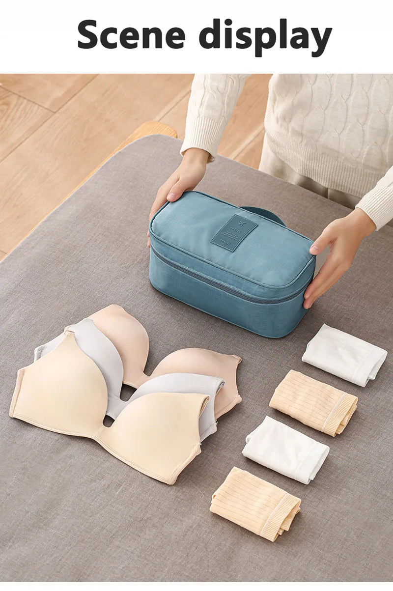 SNUGUG Bolsa de almacenamiento de ropa interior portátil, organizador ligero a prueba de polvo, contenedor de viaje multifuncional, bolsa de almacenamiento de sujetador