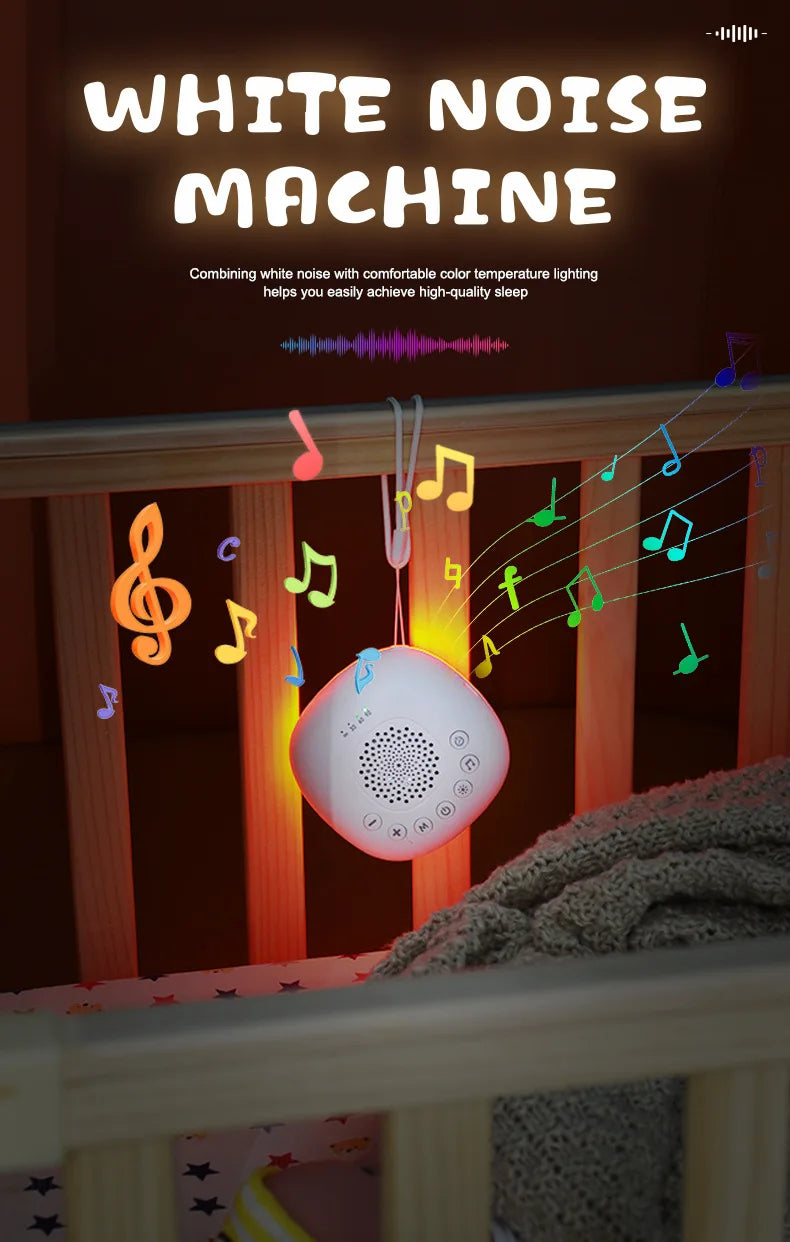 Máquina portátil de ruido blanco, ayuda para dormir con luz LED para respirar y 20 tipos de música ligera, dispositivo de meditación para relajación
