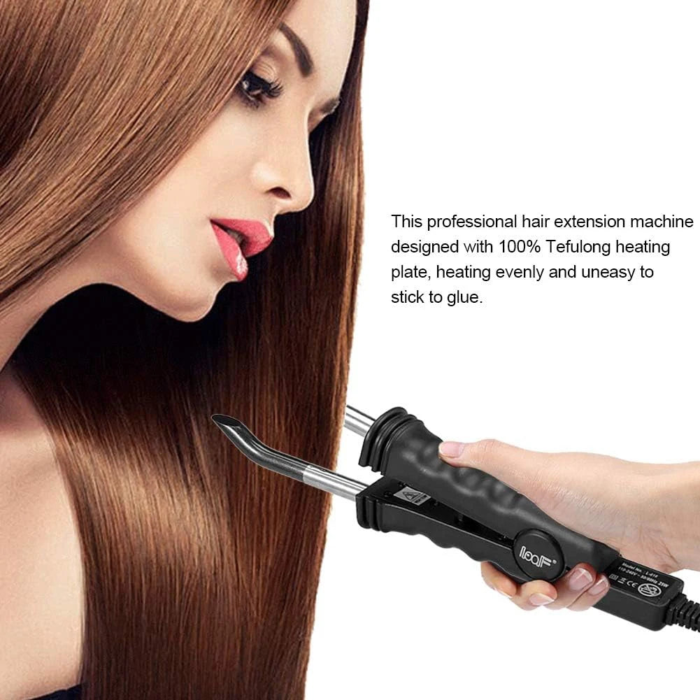 Pinzas de conector de calor Captin para extensiones de cabello, herramienta constante de hierro para extensiones de cabello con luz en V, herramientas de extensión de cabello