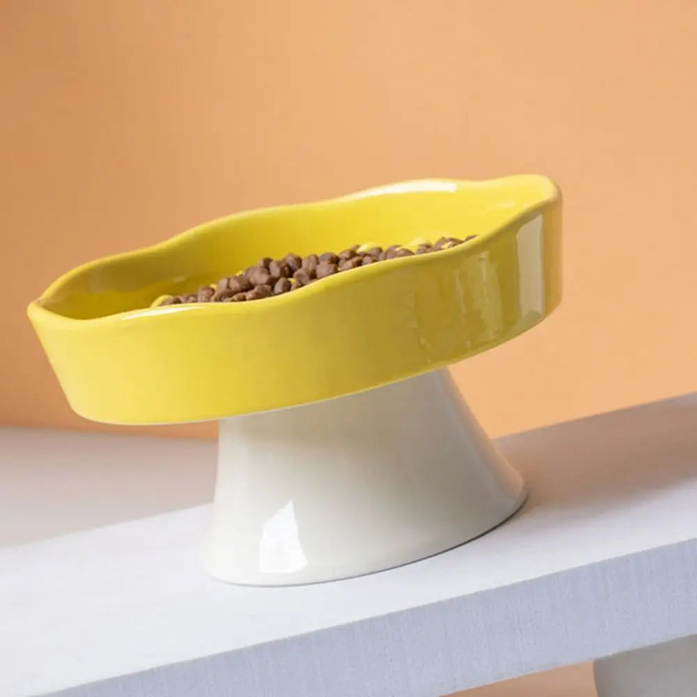 Cuenco de Cerámica para Gatos, Comedero Lento, Lindo, Multiusos, con Base Alta, Gran Capacidad, Antideslizante, Recipiente para Agua y Comida para Perros