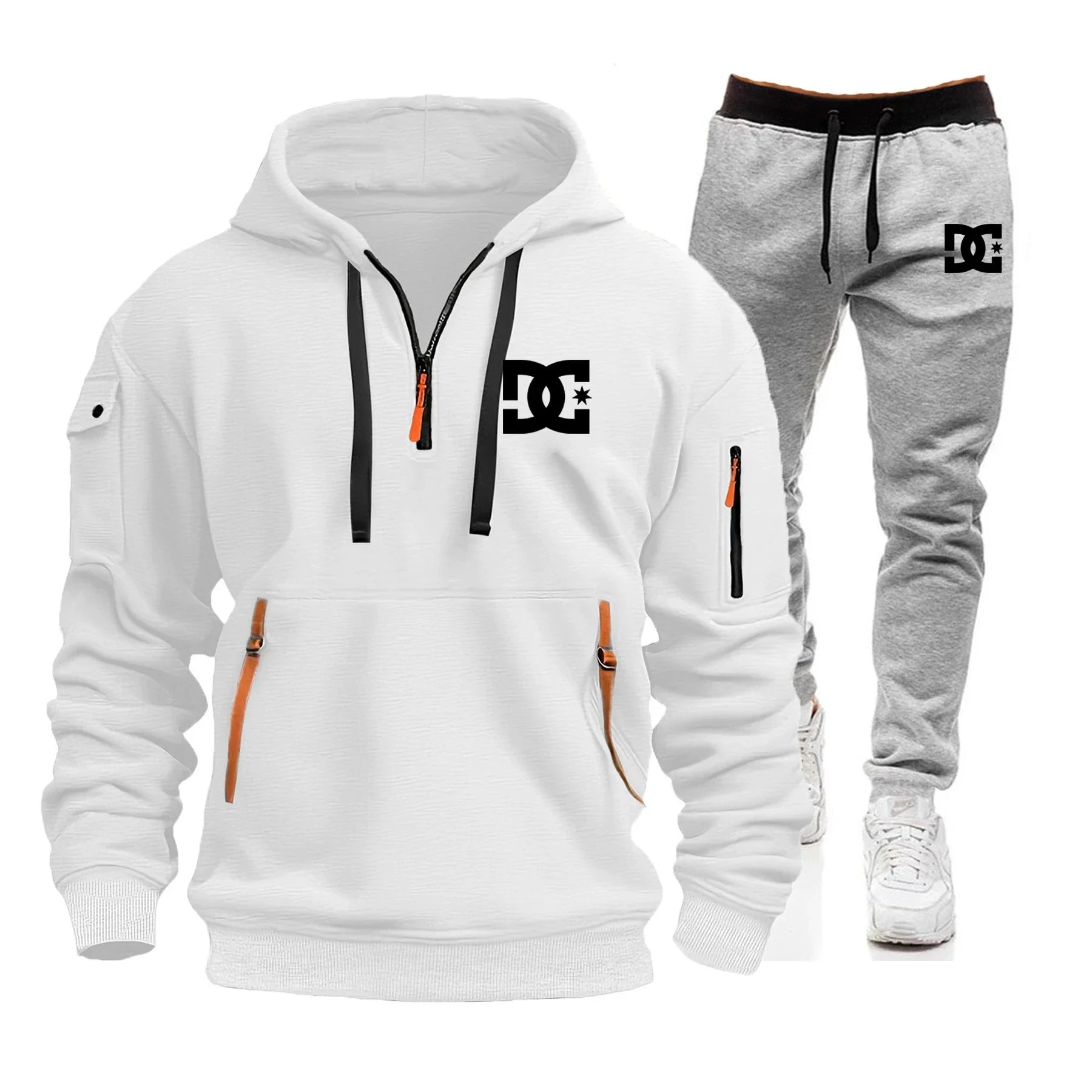 2025 Nuevo conjunto informal de otoño e invierno para hombre, sudadera con capucha y pantalones para correr para hombre al aire libre a la moda, conjunto de 2 piezas