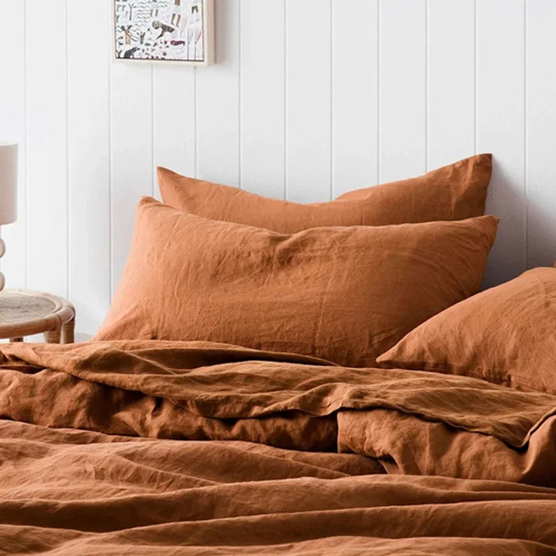 Funda de almohada de lino de 2 uds, fundas de almohada tipo sobre suaves y cómodas de lino Natural francés, decoración del hogar, funda de almohadas para dormitorio para todas las estaciones
