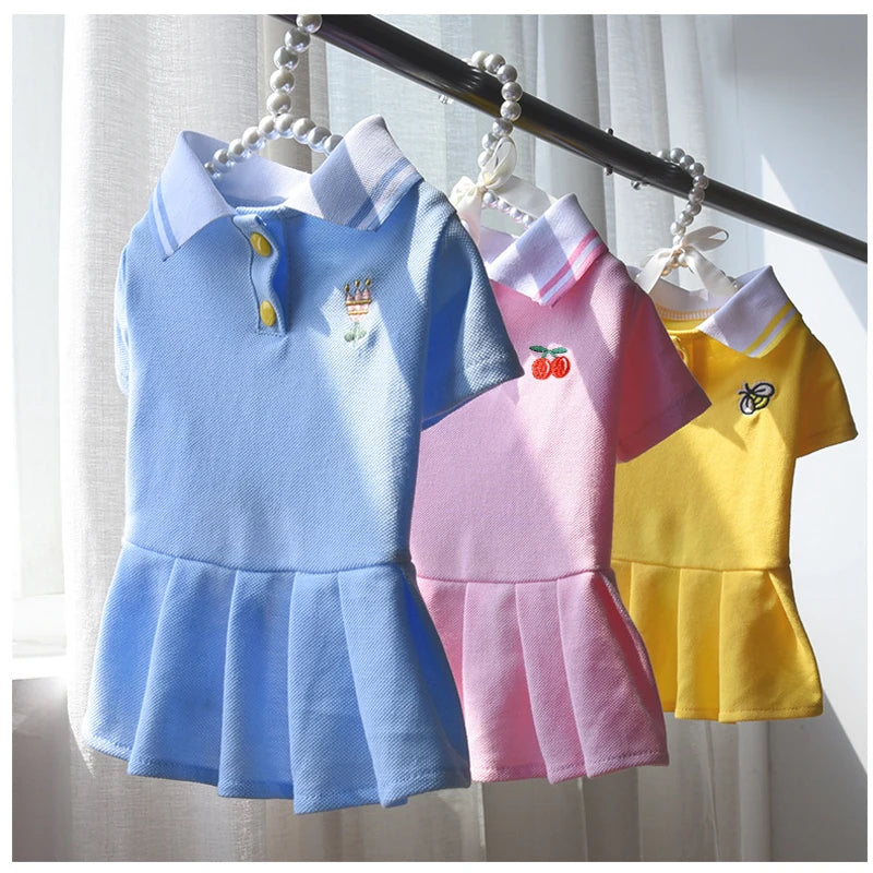 Lindos vestidos polo para perros pequeños y niñas, falda para cachorros con dobladillo plisado, disfraz de verano, ropa para perros de primavera y verano, ropa para mascotas