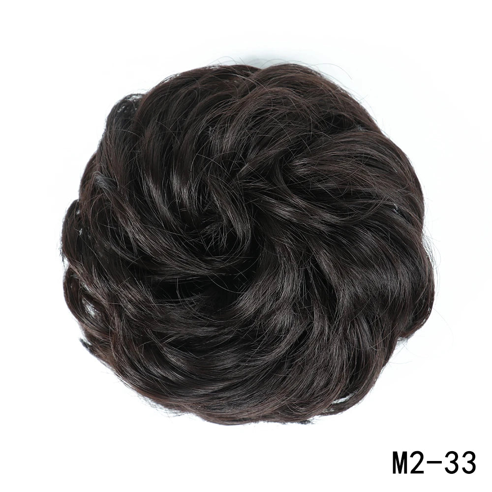 AZQUEEN moño de pelo sintético moño Natural gris desordenado banda para el cabello rizado elástico Scrunchy piezas de cabello falso para mujeres horquillas