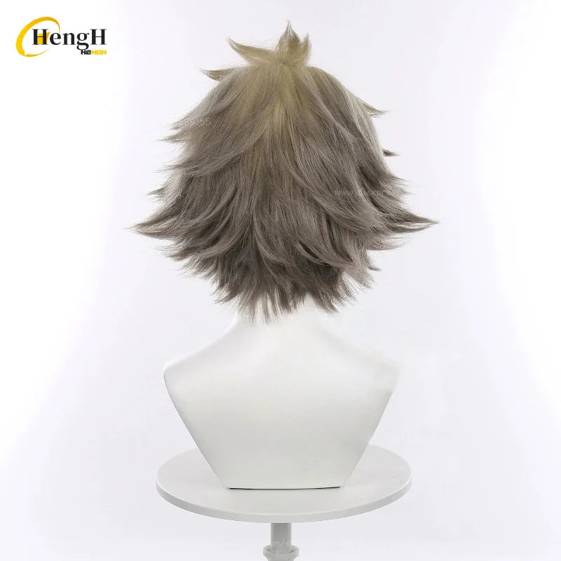 En stock Anime Zanka Guita Enji ‌   Pelucas de Cosplay Rudo Amo Li Glaze, pelo sintético resistente al calor, pelucas para fiesta de Halloween + gorro de peluca