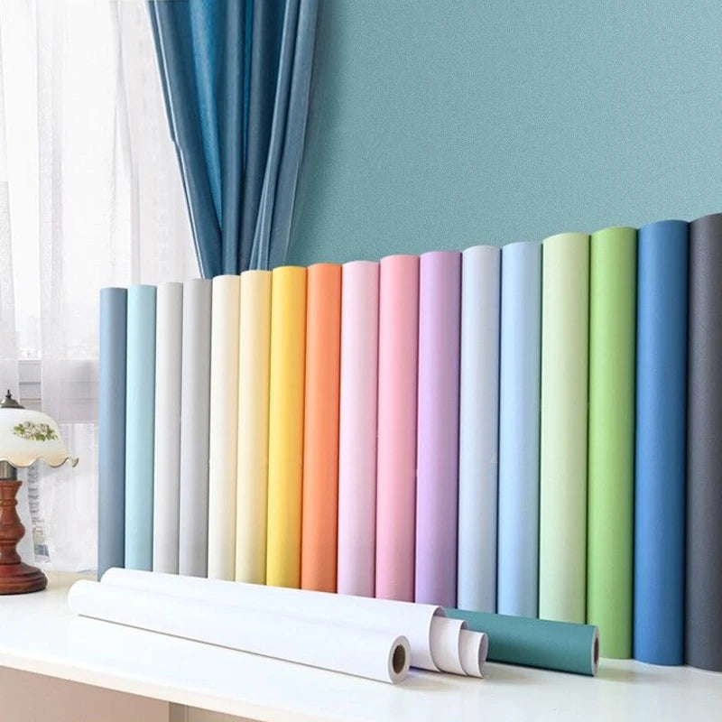 WOKHOME-papel tapiz autoadhesivo de vinilo de Color sólido, papel de Contacto impermeable, pegatina de pared, película, papeles de pared en rollos, decoración del hogar