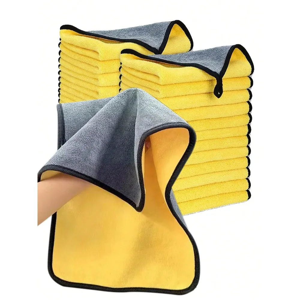 Toallas de limpieza de microfibra para coche, 1/2/3/6/10 Uds., 30x60cm, suaves, de secado rápido para espejos y ventanas, trapos de limpieza, paño de lavado de doble capa
