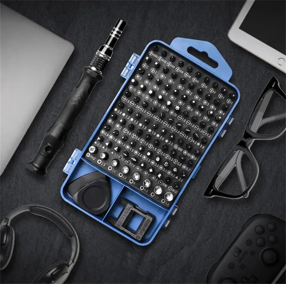 Juego de destornilladores de precisión profesionales 115 en 1, Kit de puntas hexagonales Torx magnéticas, herramienta de reparación electrónica para Xiaomi, Mac, PC y iPhone