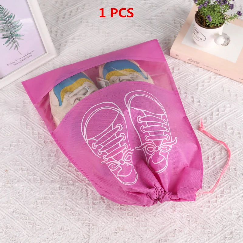 Organizador de zapatos Visible, bolsa de almacenamiento con cordón no tejido grueso a prueba de polvo, bolsa de viaje para ropa, bolsos de almacenamiento, 1/3/5 Uds.