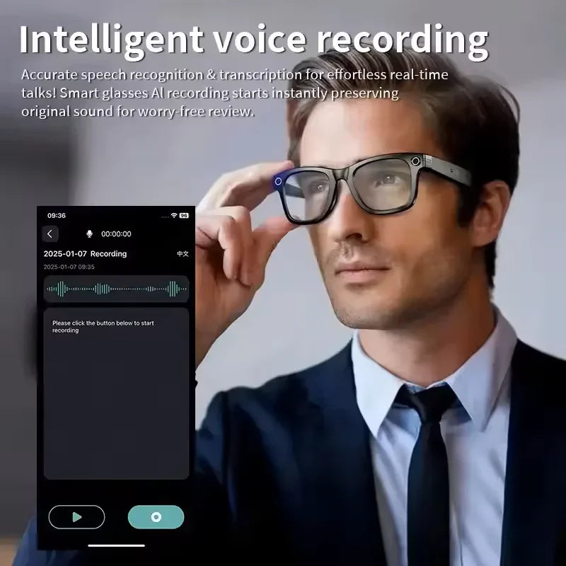 Gafas Inteligentes 2026 Nueva Versión con Cámara, Grabación de Video, Reconocimiento de Fotos por IA, Llamadas Bluetooth, Traducción de Voz, Gafas de Sol para Hombre