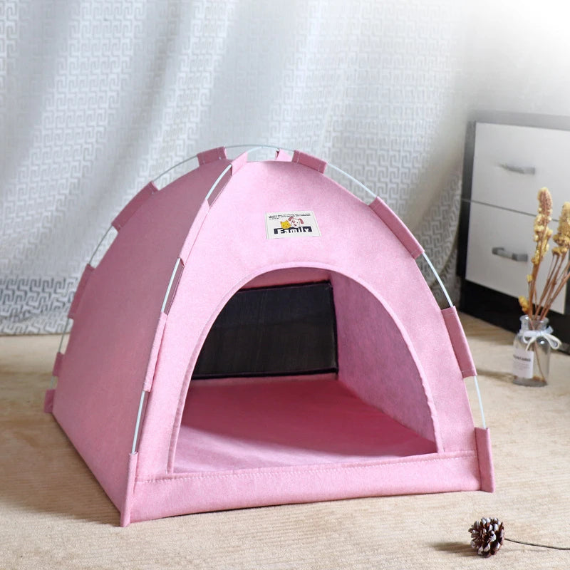 Casa Plegable para Gatos, Tienda de Campaña para Mascotas, Universal para las Cuatro Estaciones, Nido para Perros y Gatos, Colchoneta Refrescante de Verano, Portátil, Plegable y Transpirable para Exteriores