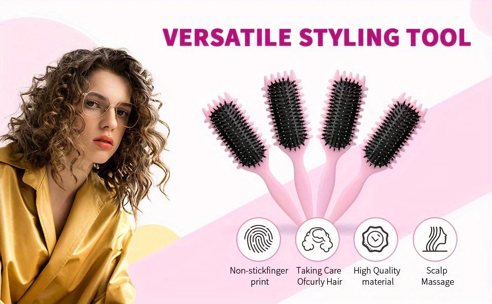 1 cepillo de caramelo, cepillo para peinar el cabello rizado, desenredante con puntas, reduce la separación de tirar, cerdas de nailon para todo tipo de rizo
