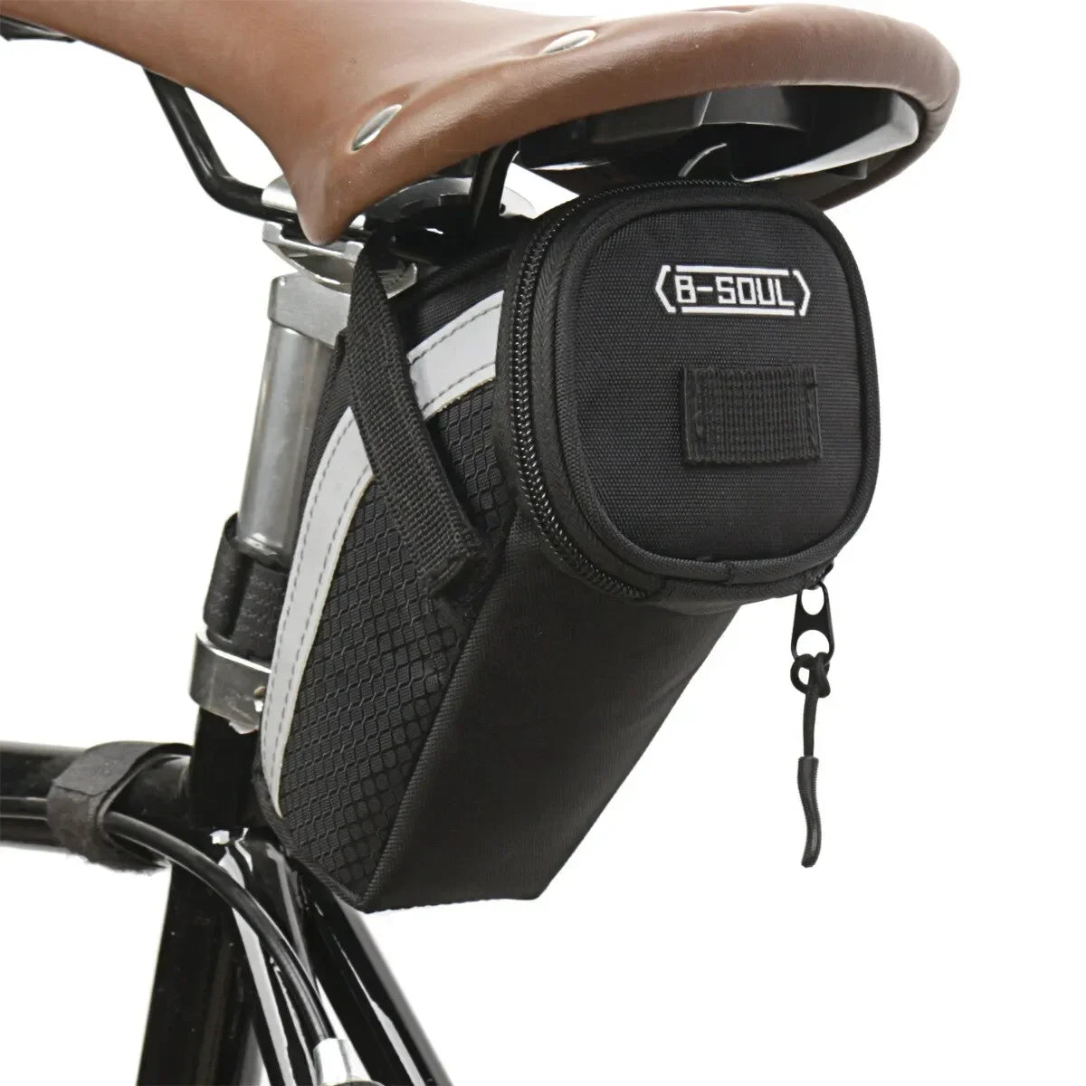 B SOUL-bolsa para SILLÍN de bicicleta, 1L, almacenamiento pequeño, asiento de ciclismo negro, bolsa trasera, Kit de accesorios, herramienta, accesorios reflectantes para ciclismo