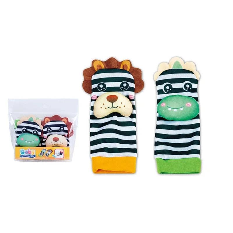 Sonajeros de muñeca para bebé, calcetines de animales para recién nacidos, buscador de pies, correa para la muñeca, calcetines para bebé, juguetes sensoriales, juguetes para bebé de 0 a 12 meses, regalo