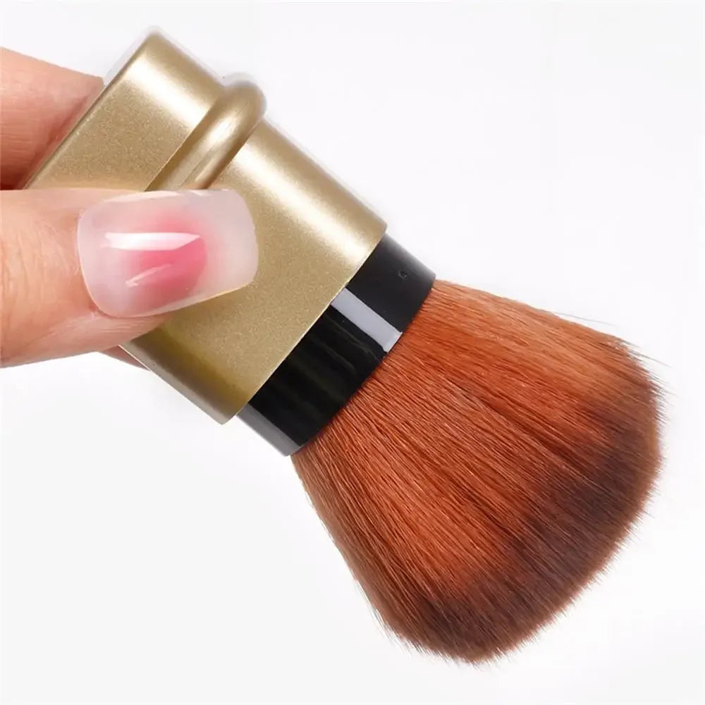 Brocha cuadrada retráctil para colorete, polvo suelto y cepillo de ajuste con cubierta, herramienta de maquillaje multifuncional portátil