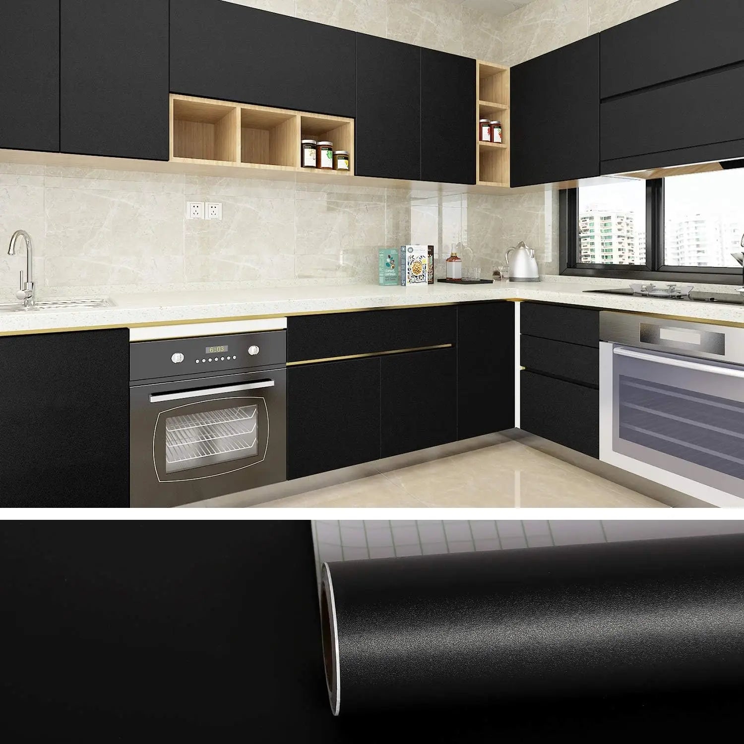 Papel tapiz de película de vinilo autoadhesivo, pegatinas de pared impermeables para baño, cocina, muebles, decoración de habitación, mejora del hogar