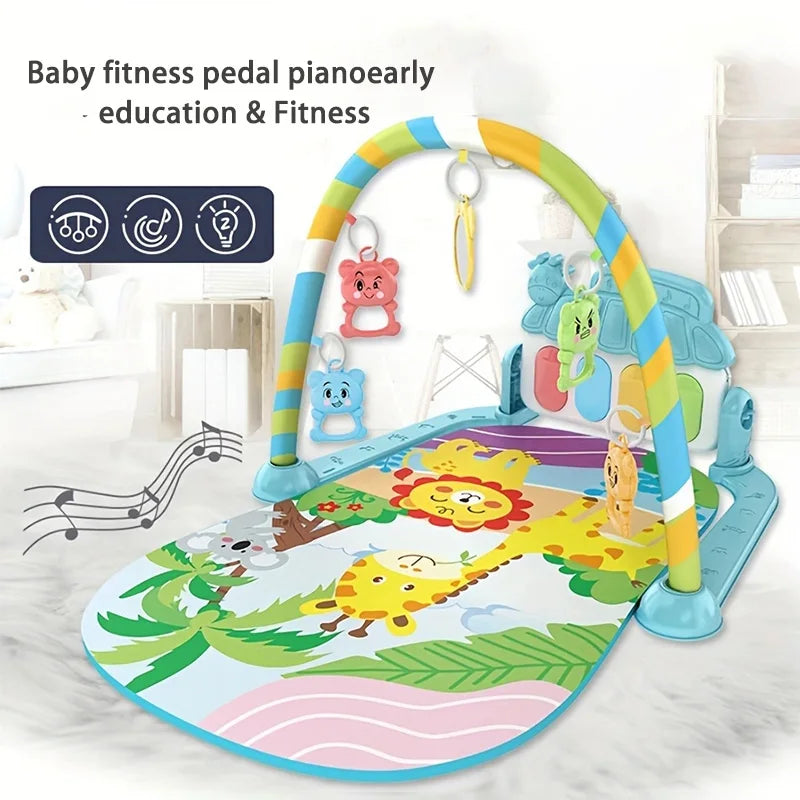 Juguete de soporte de fitness para bebé, música para bebé recién nacido, piano de pedal, estera para gatear, juguete para bebé