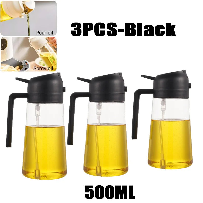 Botella pulverizadora de aceite en aerosol de plástico 2 en 1, 500ml, dispensador de aceite en aerosol, tarro de aceite, vinagrera, barbacoa, cocina, hornear, asar, Picnic, herramienta de cocina