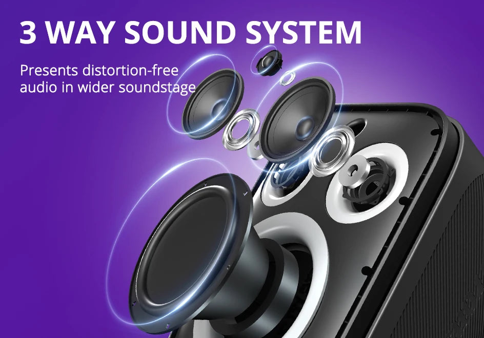 Tronsmart bocina bluetooth Halo 200 altavoz bluetooth potente Altavoz de fiesta potente Bluetooth con 120 W, sistema de sonido de 3 vías, entrada de micrófono y guitarra con cable, control de aplicaciones