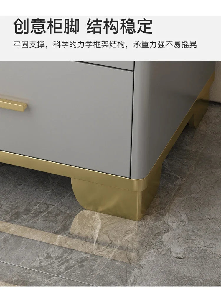 Mesita de Noche con Cajones, Mesa Auxiliar para Cama, Gabinete Blanco, Mesitas de Noche con Almacenamiento, Mueble Criado Mudo
