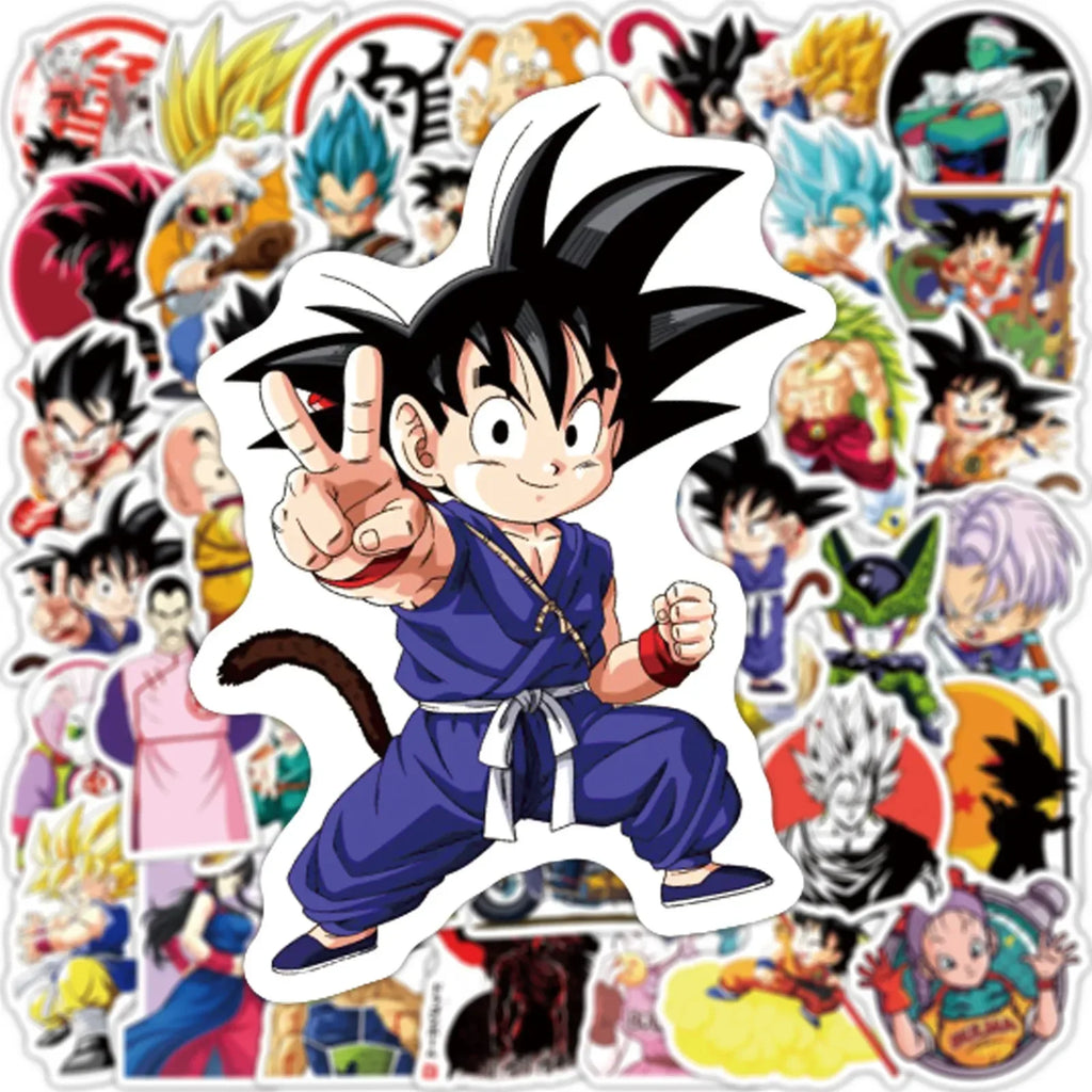 50/100/200 Uds. Pegatinas de Dragon Ball de Anime para niños Graffiti monopatín portátil botella de agua motocicleta pegatina de dibujos animados calcomanías de juguete