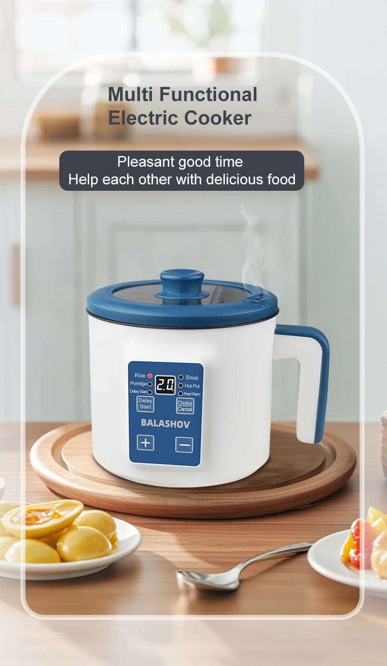 Olla arrocera eléctrica individual de doble capa, Mini cocina automática inteligente para el hogar, enchufe europeo de 220V, multicocina de arroz al vapor P