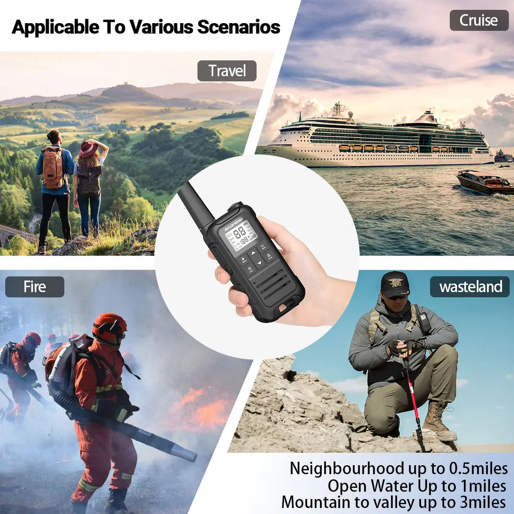 2PCS Baofeng F22 PMR 446MHz Mini Walkie Talkie Impermeable Tipo-C Sin Licencia NOAA Linterna Radio Bidireccional Portátil para Caza
