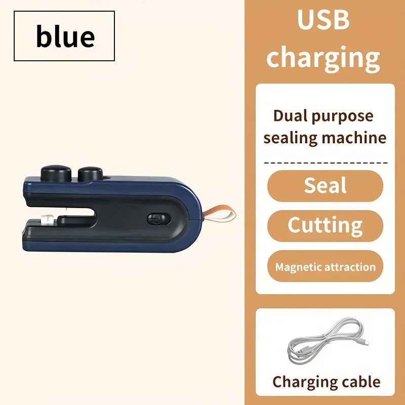 Selladora de Bolsas Eléctrica con Calor, Carga USB, Atracción Magnética, 2 en 1, Sellado y Corte, Selladora de Bolsas de Plástico Portátil 2026
