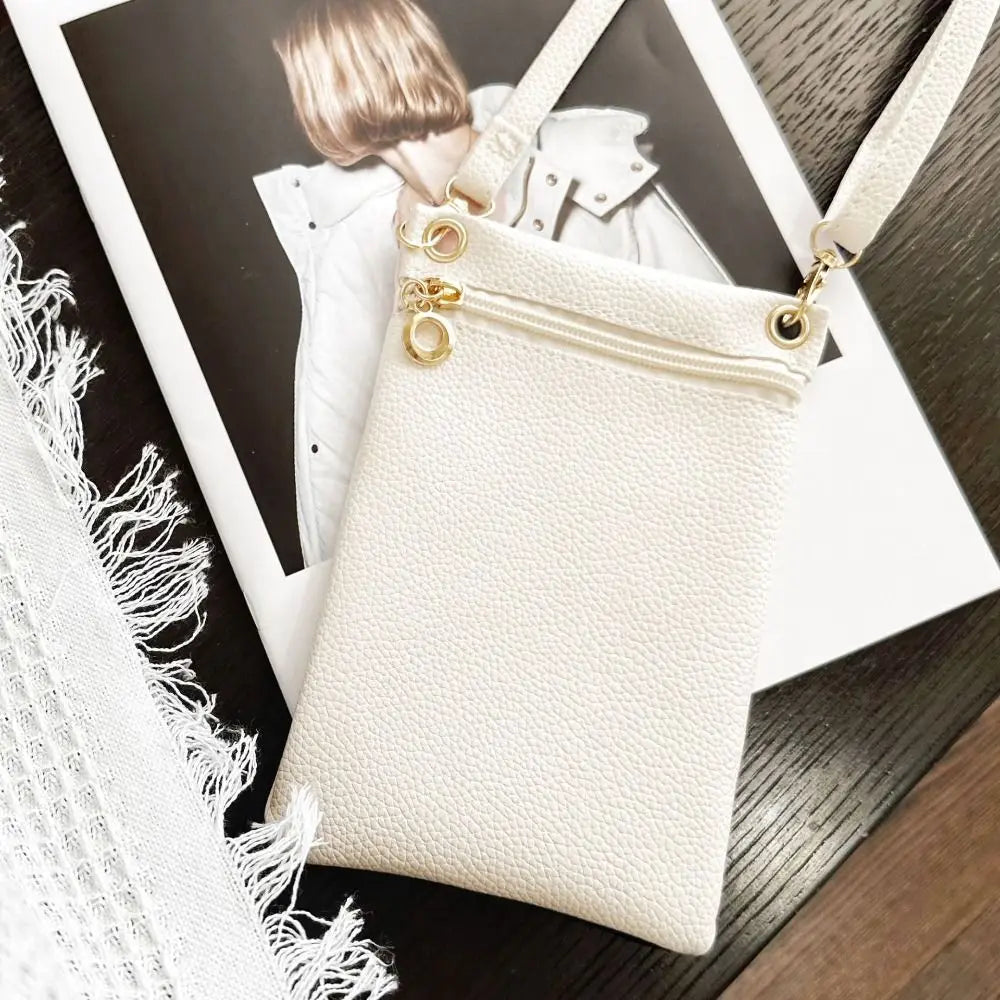 Mini bolso cruzado con patrón de Litchi de PU, carteras informales de Color dulce, bolsa de almacenamiento para teléfono móvil, bolso de hombro de un solo hombro