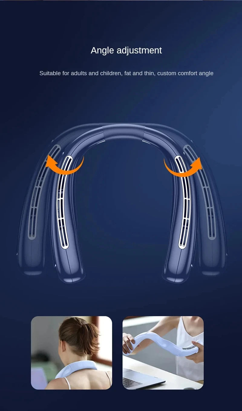 Nuevo ventilador de cuello portátil de 15000mAh pantalla Digital inteligente USB recargable al aire libre ventilador de cuello de enfriamiento silencioso sin aspas para verano
