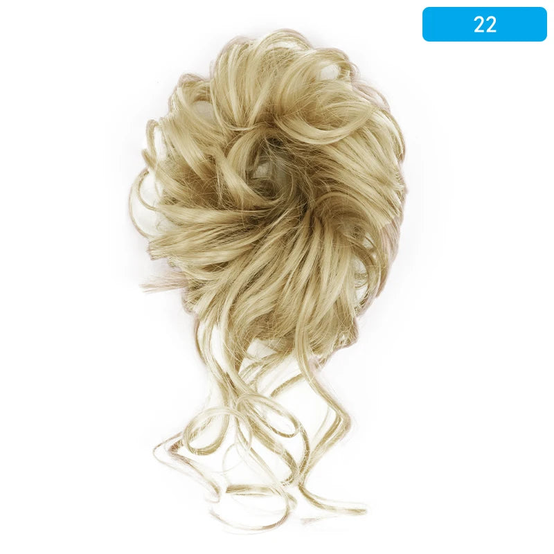 AZQUEEN-extensión de cabello de moño desordenado, banda elástica sintética, moño ondulado rizado, Scrunchies Donut Updo, postizo para mujer
