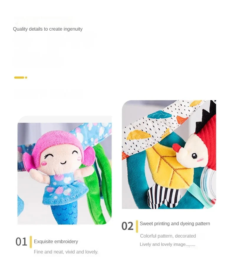 Sonajero de peluche sensorial para bebé, cochecito de juguete, juguetes colgantes móviles musicales, sonajeros móviles para bebés, juegos para recién nacidos de 0 a 6 y 12 meses