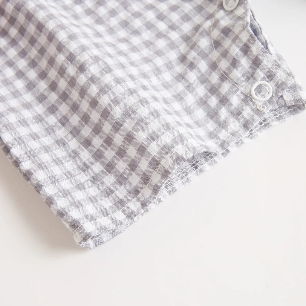 Monos de Verano de Algodón para Bebés, Ropa de Bebé a Cuadros de Manga Corta