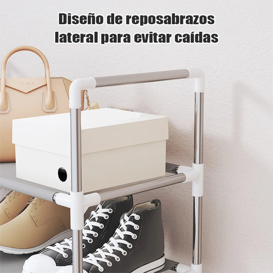 Este zapatero metálico multifuncional de 9 niveles es un organizador compacto para la entrada y una solución sencilla para guardar zapatos en casa, ideal para entradas, dormitorios y pasillos. Es fácil de montar
