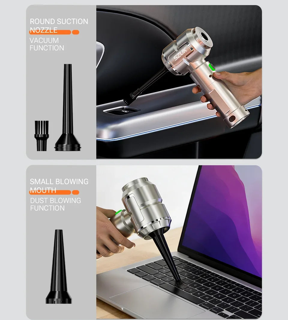 SZUK 2026 Aspiradora Inalámbrica Portátil, Mini Soplador, Nueva Aspiradora para Auto, Potente Máquina de Limpieza Manual con LED