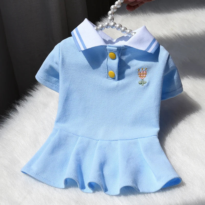 Lindos vestidos polo para perros pequeños y niñas, falda para cachorros con dobladillo plisado, disfraz de verano, ropa para perros de primavera y verano, ropa para mascotas