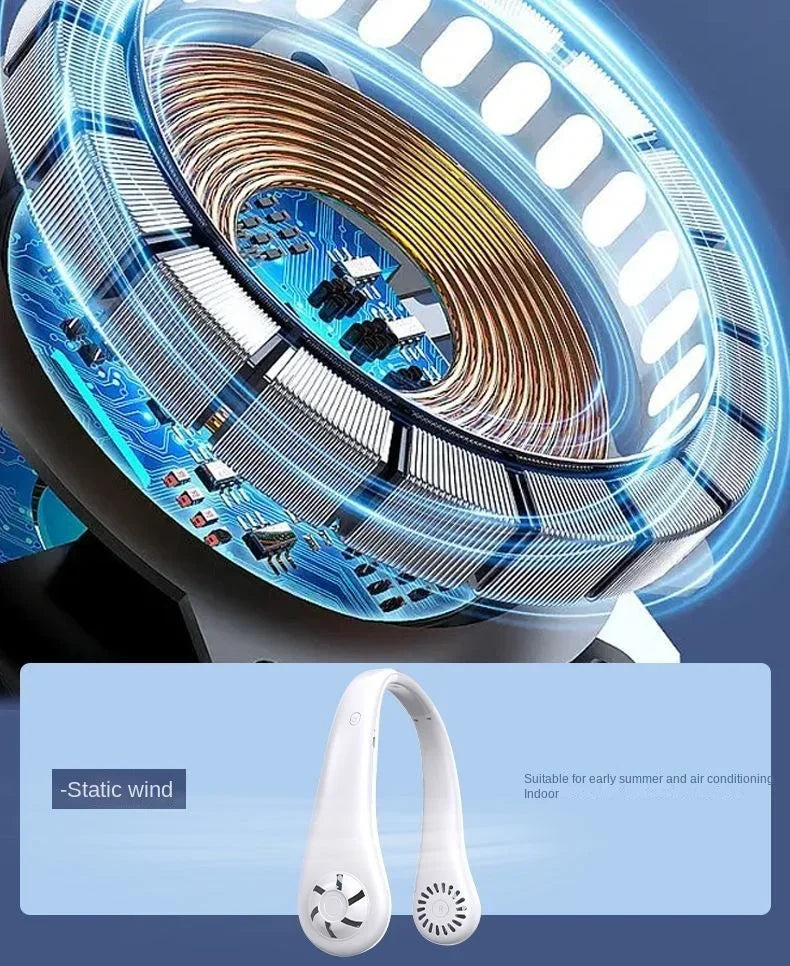 Nuevo Mini Ventilador de Cuello 2026, Portátil, Sin Aspas, Recargable, Enfriador de Aire, 3 Velocidades, Mini Ventilador Deportivo de Verano, Larga Duración para Exteriores