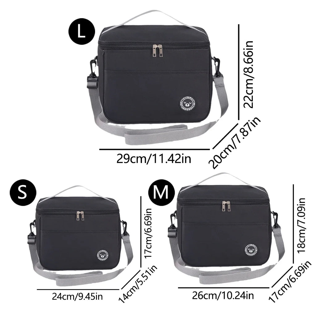 Bolsa térmica portátil con correa para el hombro, bolsa para lonchera, bolsa de almuerzo impermeable y gruesa para estudiantes.