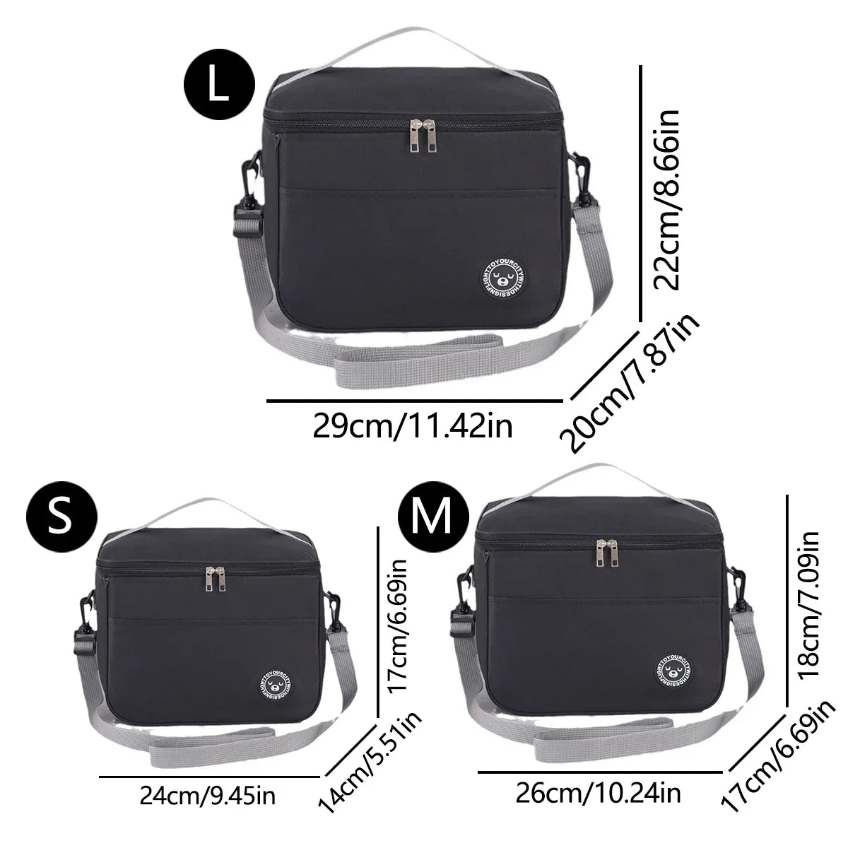 Bolsa térmica portátil con correa para el hombro, bolsa para lonchera, bolsa de almuerzo impermeable y gruesa para estudiantes.