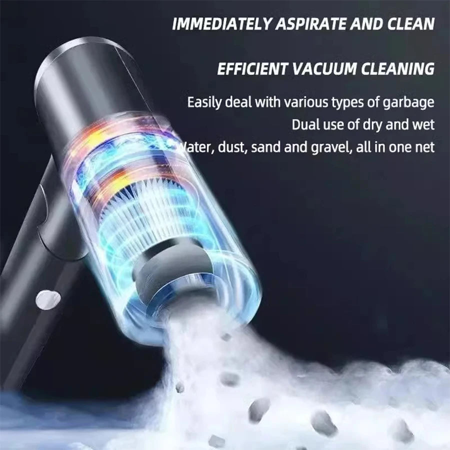Aspiradora de mano para coche con filtro, súper succión, depósito de polvo de 0,3 L, ruido de 45 dB, adecuada para el hogar, la oficina, limpieza de pelo de mascotas, aspiradora de coche, limpieza de alfombras