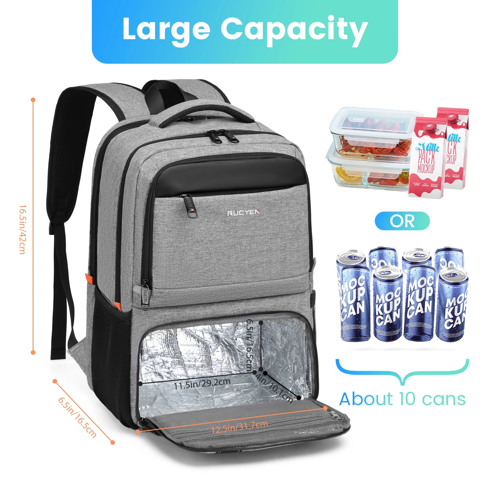 Mochila para el almuerzo, bolsa de Picnic con aislamiento, bolsa de viaje multifuncional, gran capacidad, Picnic al aire libre, Camping, mochila impermeable