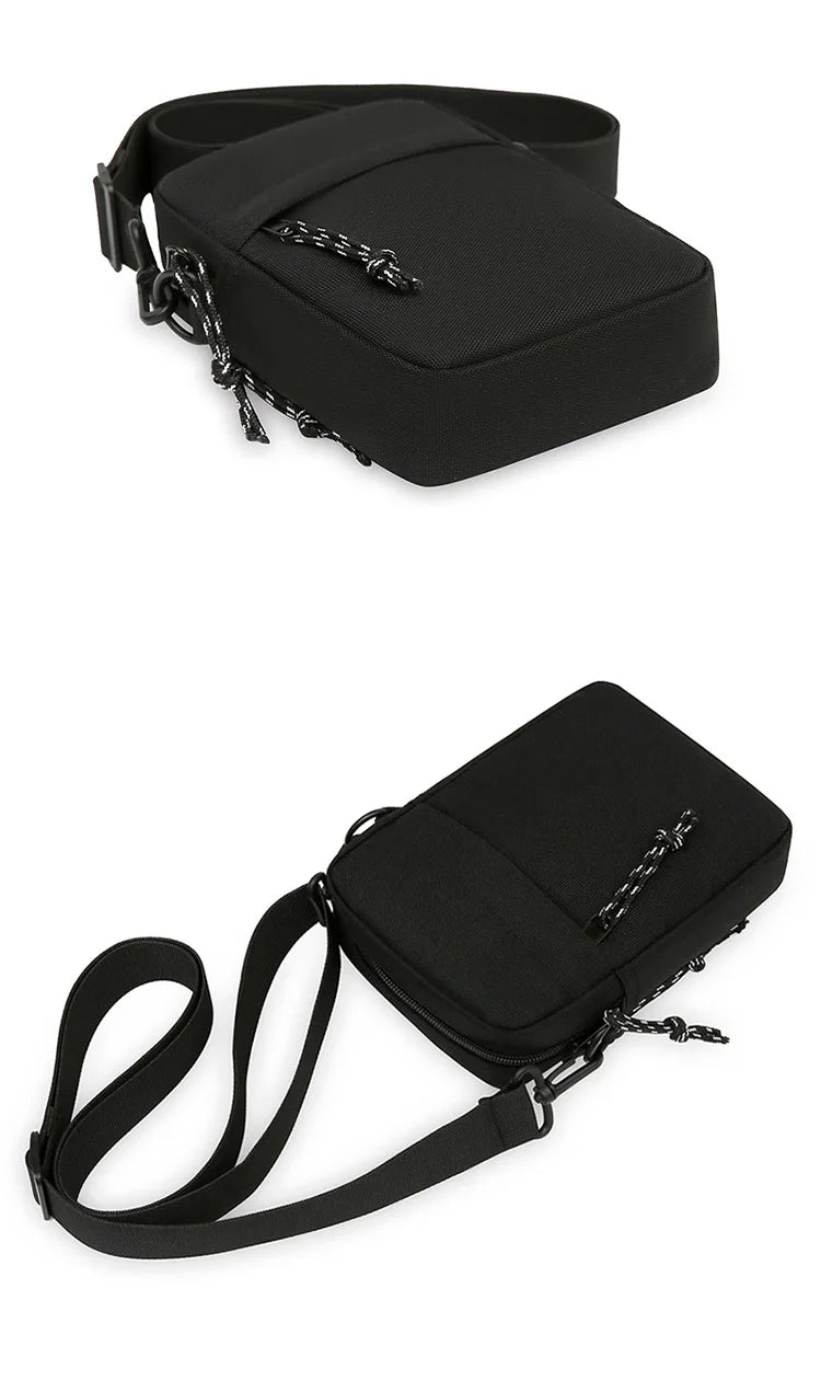 Bandolera pequeña de lona con cremallera para hombre, bolso de hombro cruzado Simple, Mini bolso para teléfono