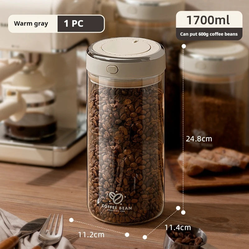Tarro sellado al vacío de granos de café de calidad alimentaria con rastreador de fecha y contenedores de almacenamiento con válvula de ganado para granos, refrigerios, azúcar y té