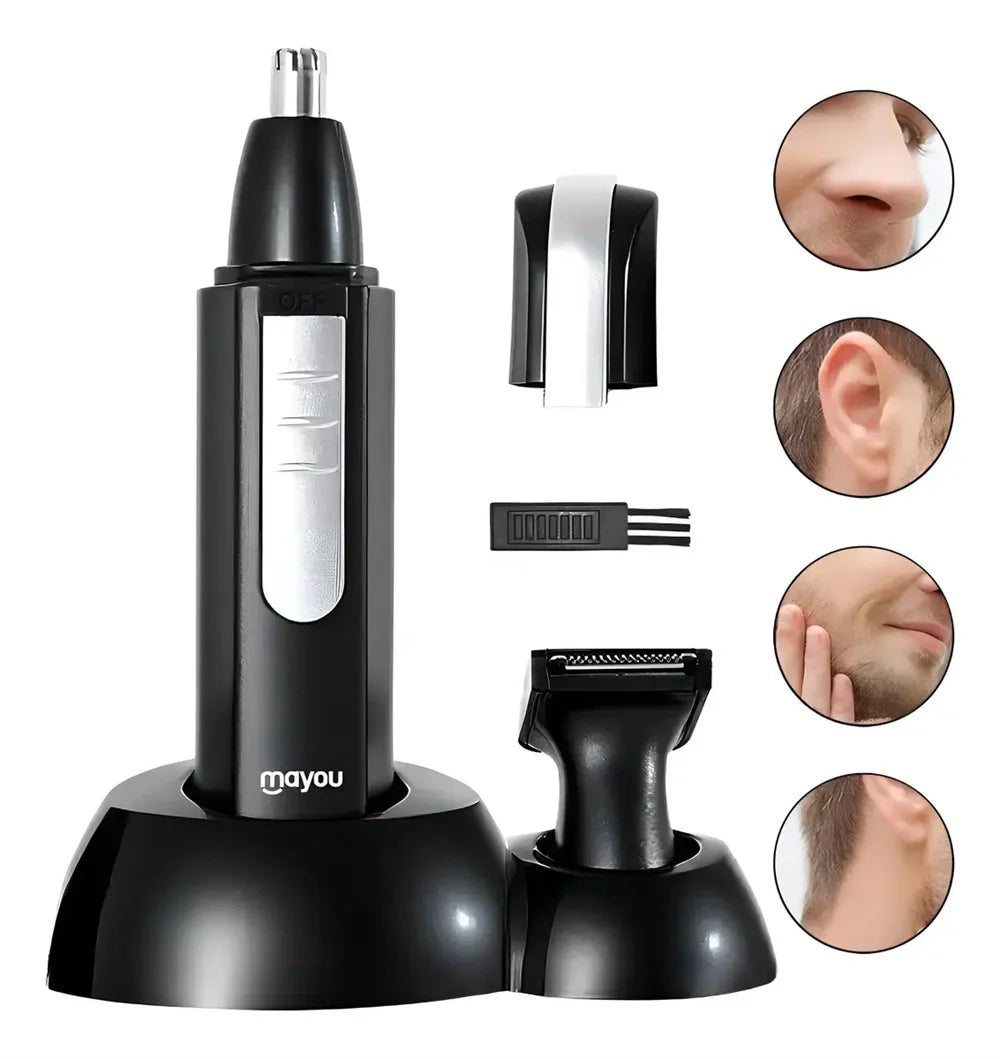 Cortadora eléctrica de pelo de nariz y orejas con carga USB 2 en 1 para hombres, cortadora de barba resistente al agua