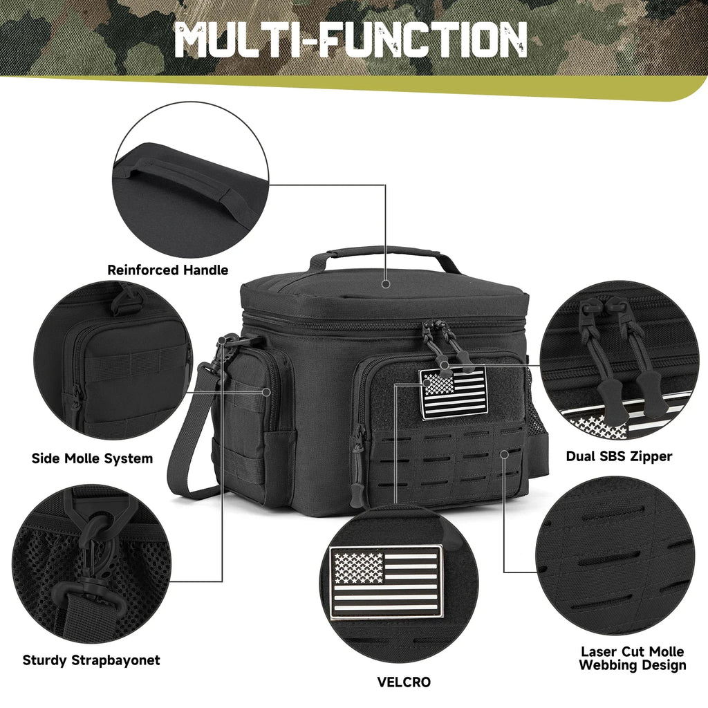 Bolsa térmica táctica para exteriores, fiambrera resistente para trabajo, bolsa de almuerzo duradera con aislamiento a prueba de fugas para hombres, comida, Camping, Picnic