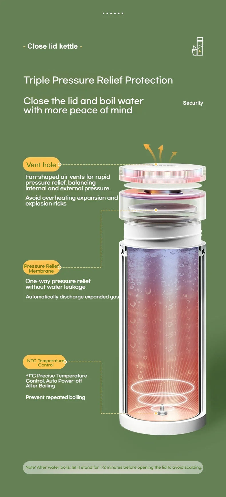 Hervidor Eléctrico Portátil de 450 ml, Taza Térmica para Té y Café, Hervidor de Agua de Viaje, Botella de Agua Anti-Escaldaduras, Menú en Inglés