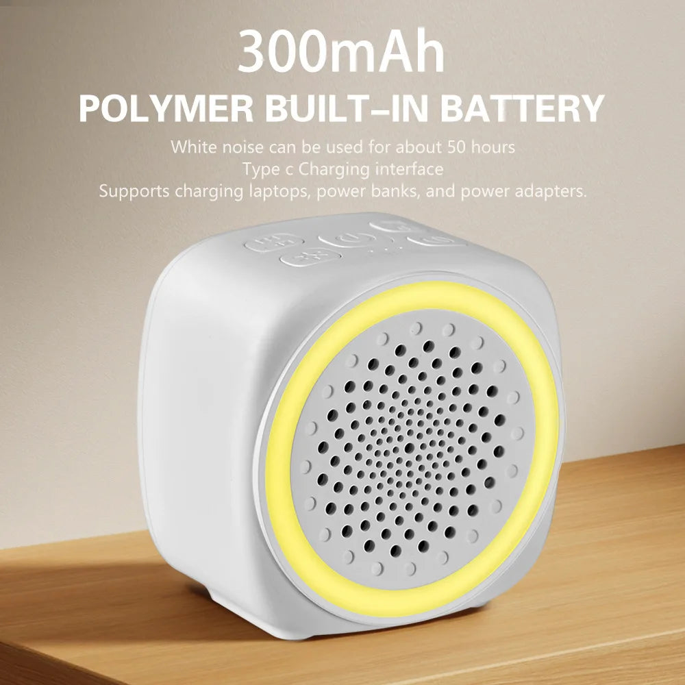 Máquina de ruido blanco con luz de arcoíris de 26 colores, ayuda para dormir con música, relajante para bebés con música y luz para dormir