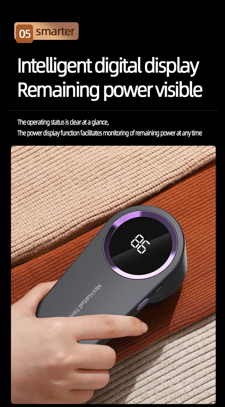 Dispositivo de depilación de cabello para ropa, dispositivo de depilación de cabello de partículas eléctrico Digital portátil LED, dispositivo de eliminación de fieltro recargable por USB