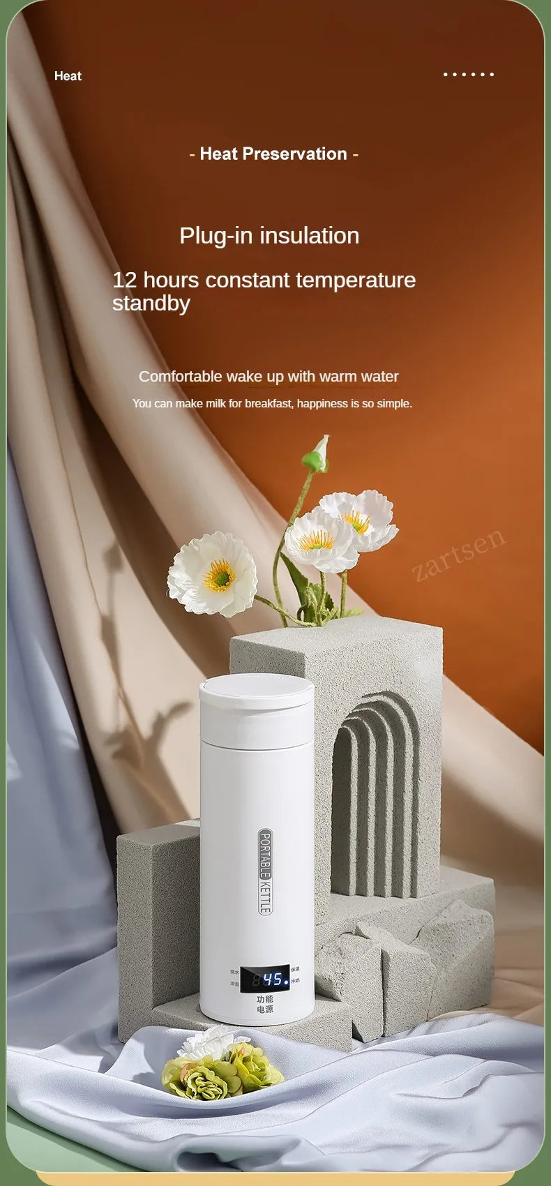 Hervidor eléctrico de viaje de 500ML, hervidor térmico portátil para agua hirviendo rápida, calentador de leche para bebé, hervidores térmicos de acero inoxidable 304